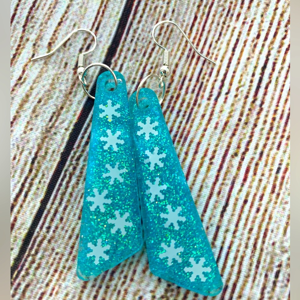 Blue Snowflake Handmade Dangle Earrings